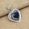 Solid 925 Sterling Silver Beautiful Blue Sapphire Lab-Crated Handmade Pendant Jewelry