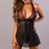 Women Sexy Lace Lingerie Babydoll G-String Thong Underwear Plus Size Nightwear Black Sleepwear