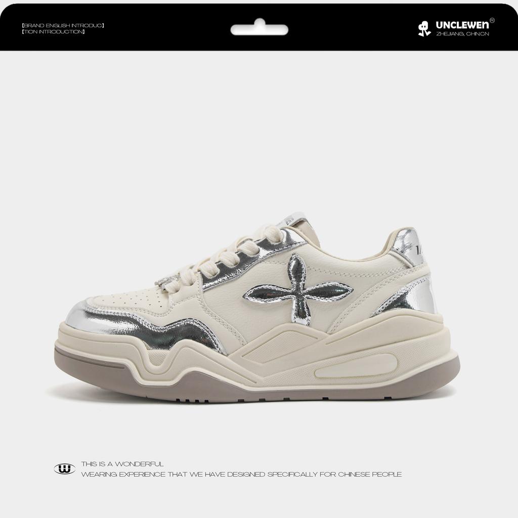 Cross flower women's shoes spring new platform white shoes versatile soft sole fashion casual shoes