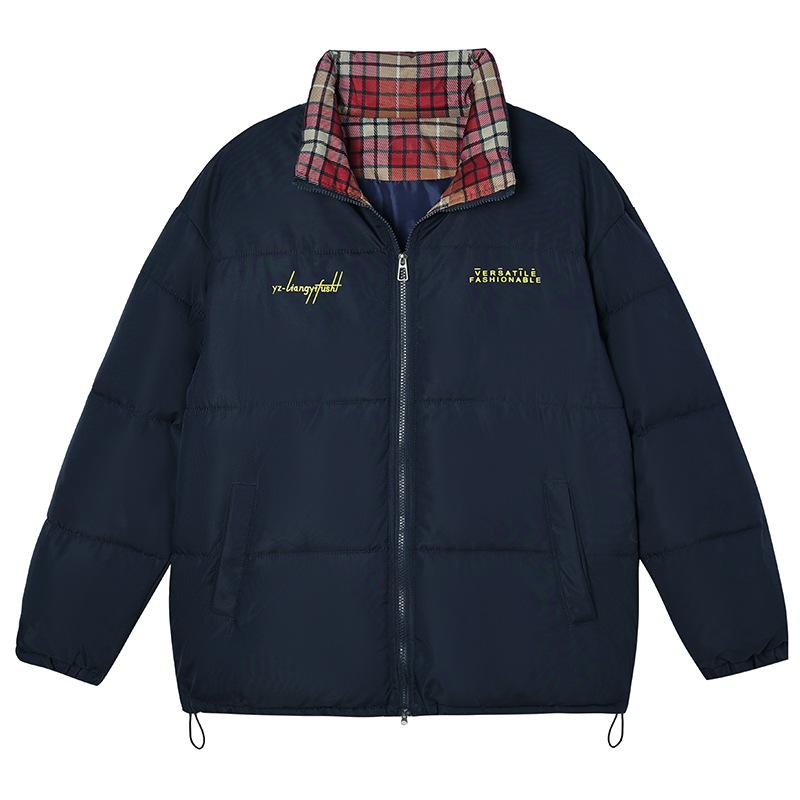 New Winter Stand-up Collar Striped Cotton Jacket Korean Version Loose and Simple Cotton Jacket Women's Jacket