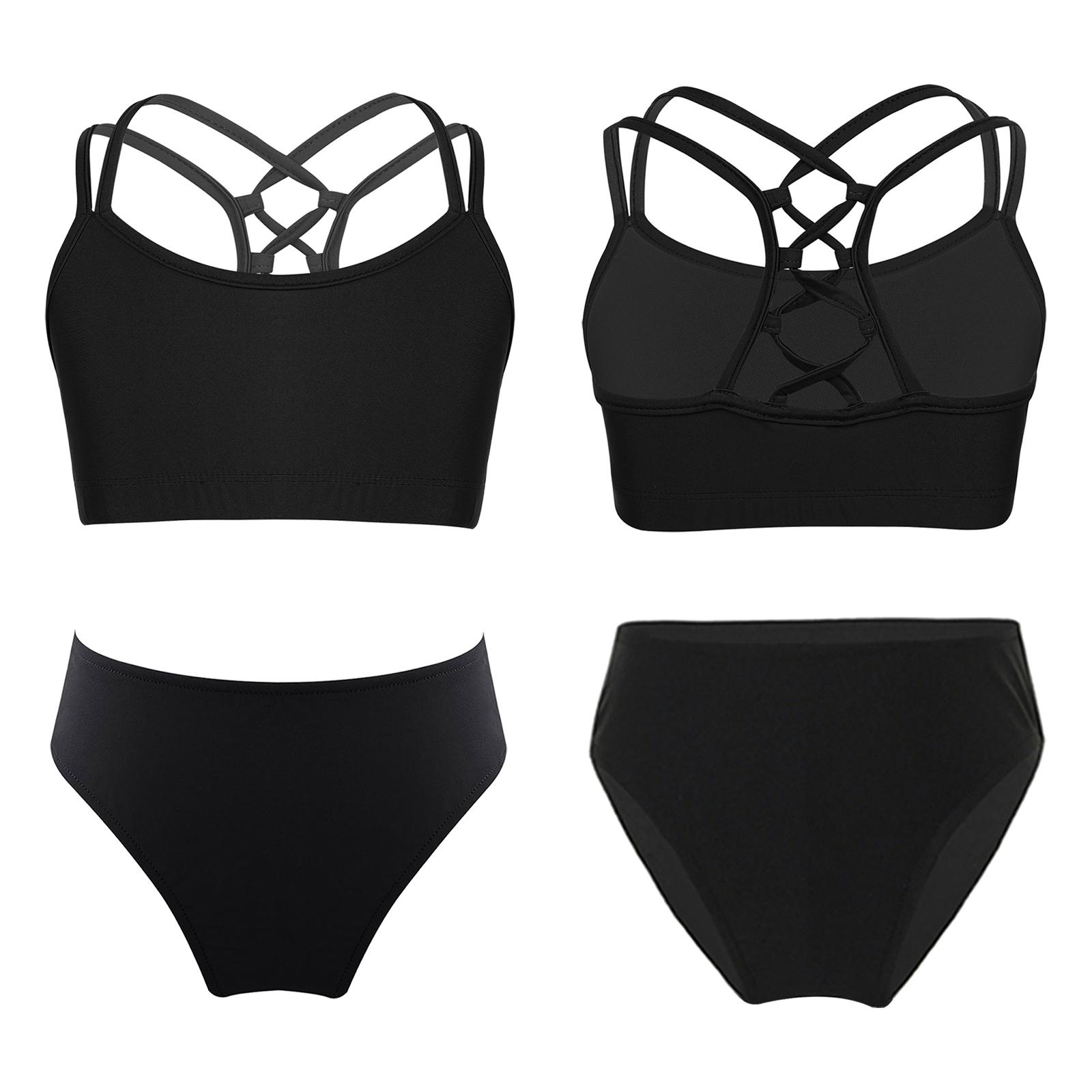 

Girls Swim Set Sleeveless Strappy Back Crop Top Elastic Briefs Beach Pool Holiday Bathing Suit 3-4 Years