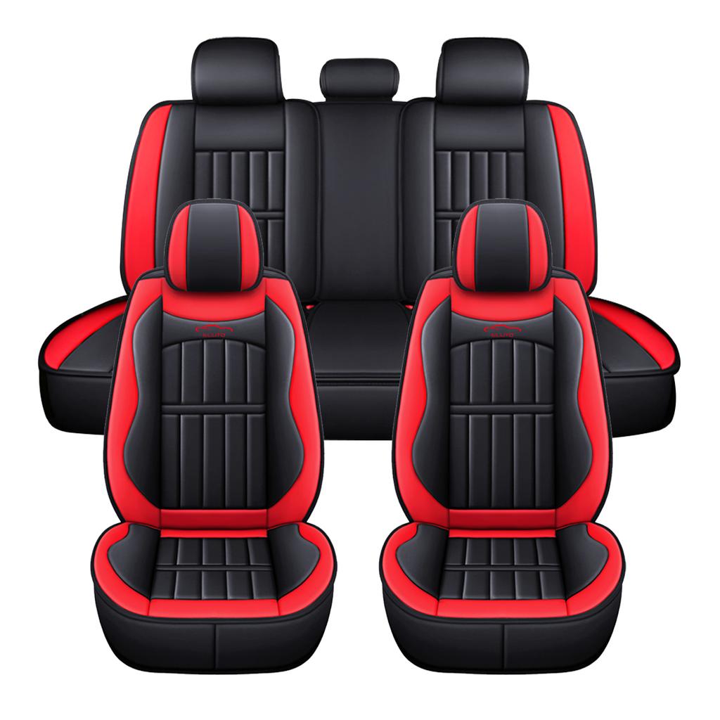 11PCS 5 Seats Car Seat Covers Automobiles Seat Covers Protector Cushion Deluxe PU Leather Front+Rear Full Set SUV Truck