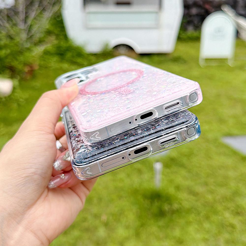KEYSION Luxuxy Glitter Magnetic Phone Case for MagSafe for Samsung Galaxy S23 S24 S25 S26 Ultra 5G S26+ S25 Plus TPU+PC Shockproof Cover