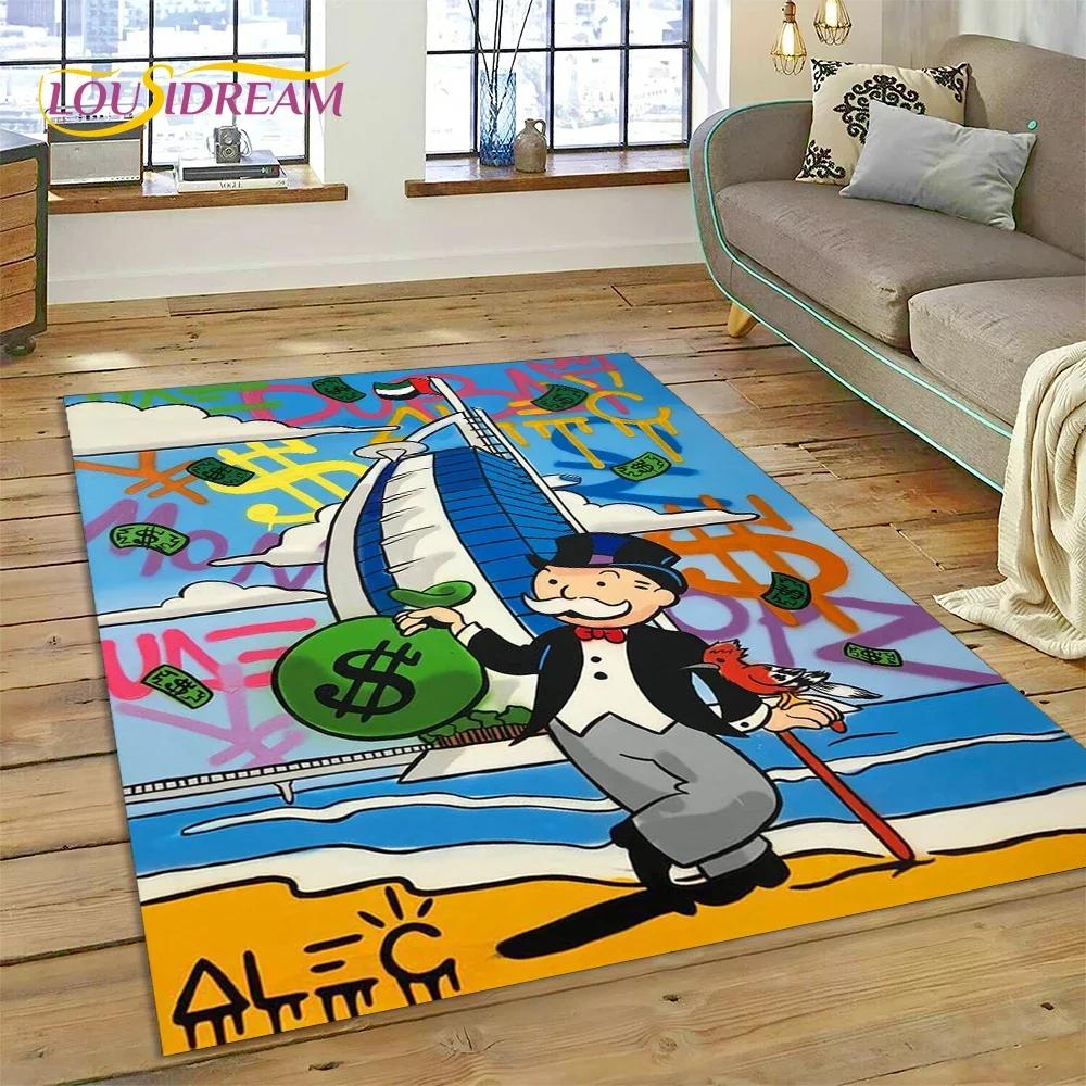 Game Dollar Monopoly Cartoon Money Carpet Rug for Bedroom Living Room Home Sofa Decoration,Children Game Large Decor Floor Mat