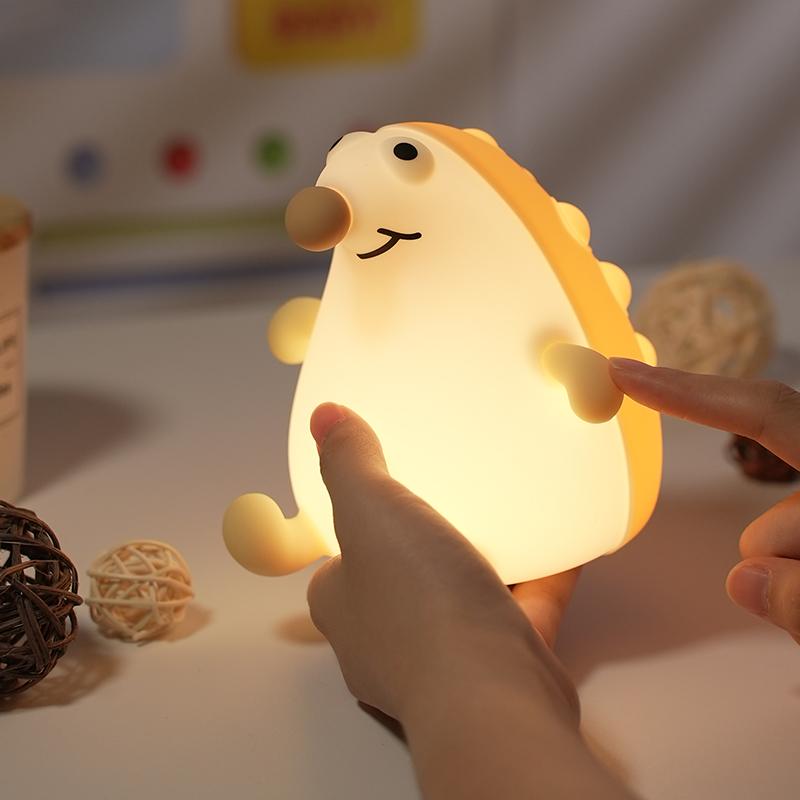 Cute Hedgehog Night Light Baby Girl Squishy NightLight 30 Min Timer Dimmable Nursery Lamp for Kid Toddler Kawaii Bedroom Gift