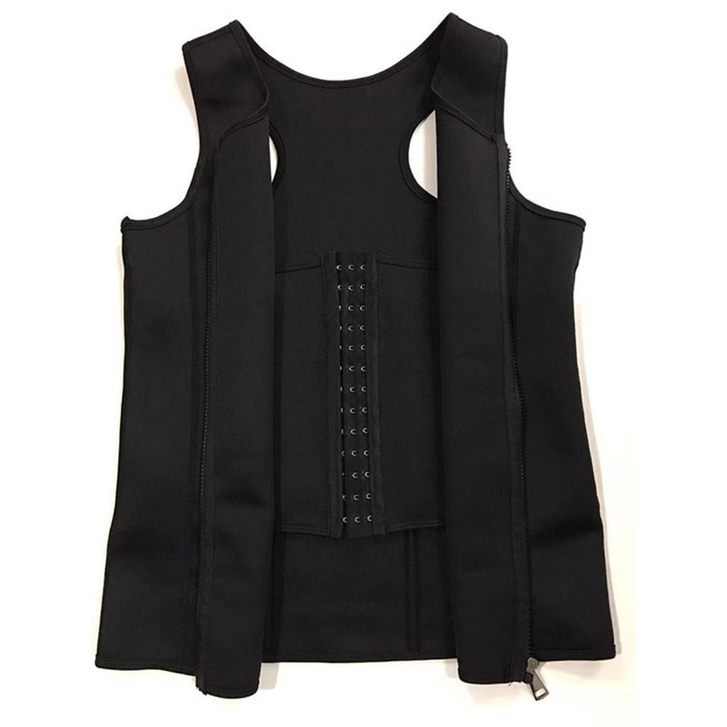 Men Sauna Vest Breathable Adjustable Zipper Closure Weight Loss Waist Training Tank Top for Daily Workout Black XL