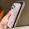 Pink Hearts Eye Pattern Diamond Case For iPhone 17 Pro Max Funda iPhone 16 Pro Max 15 14 13 11 Clear TPU Silicone Soft Cover
