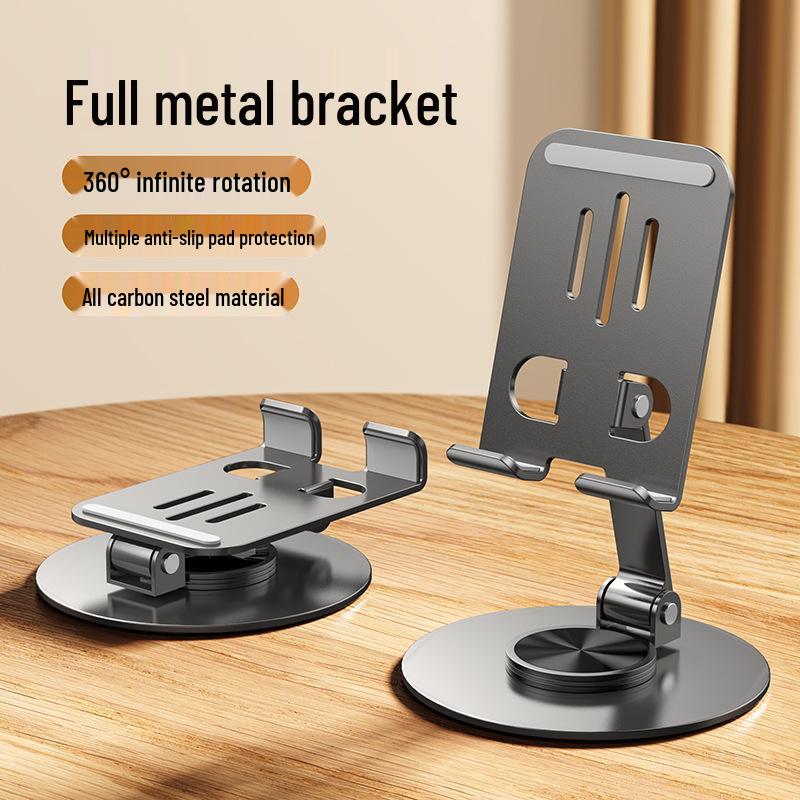 Rotating All-Metal Phone & Tablet Stand: Adjustable & Foldable for Live Broadcasts