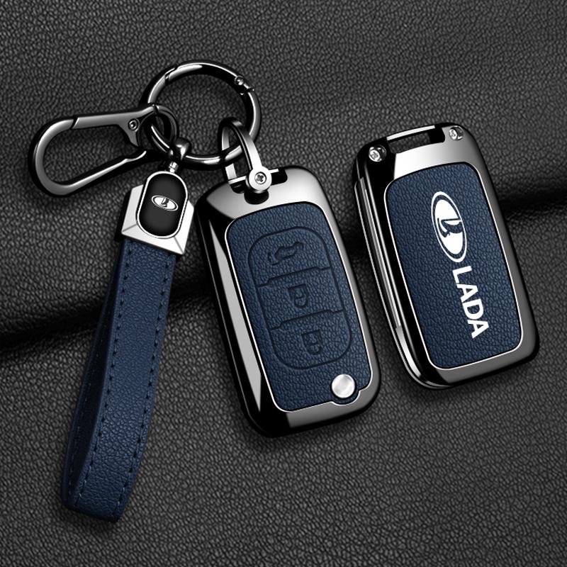 Zinc Alloy Leather Car Remote Key Cover Key Case Lada Lada Vesta Granta Xray Kalina Priora Sedan Sport Key Fob Car Key Cover