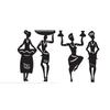 Set of 4 African Tribal Women Wall Decor – Black Laser-Cut MDF & Solid Pine Wood Ethnic Wall Art