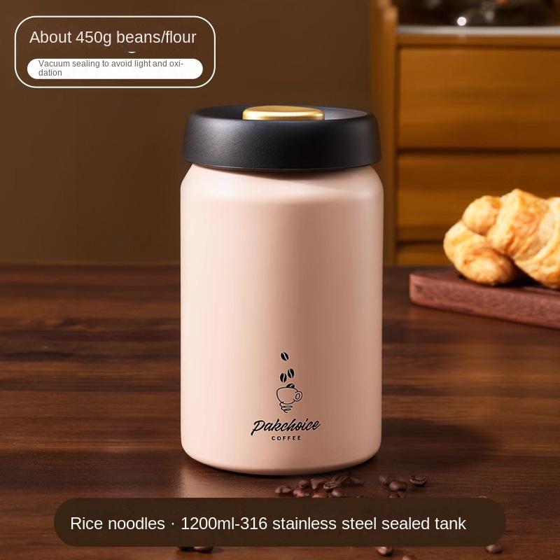 Vacuum Coffee Bean Jars Container Stainless Steel Airtight Canister Light-proof Tea Spice Food Storage Jar Kitchen Storage Tools