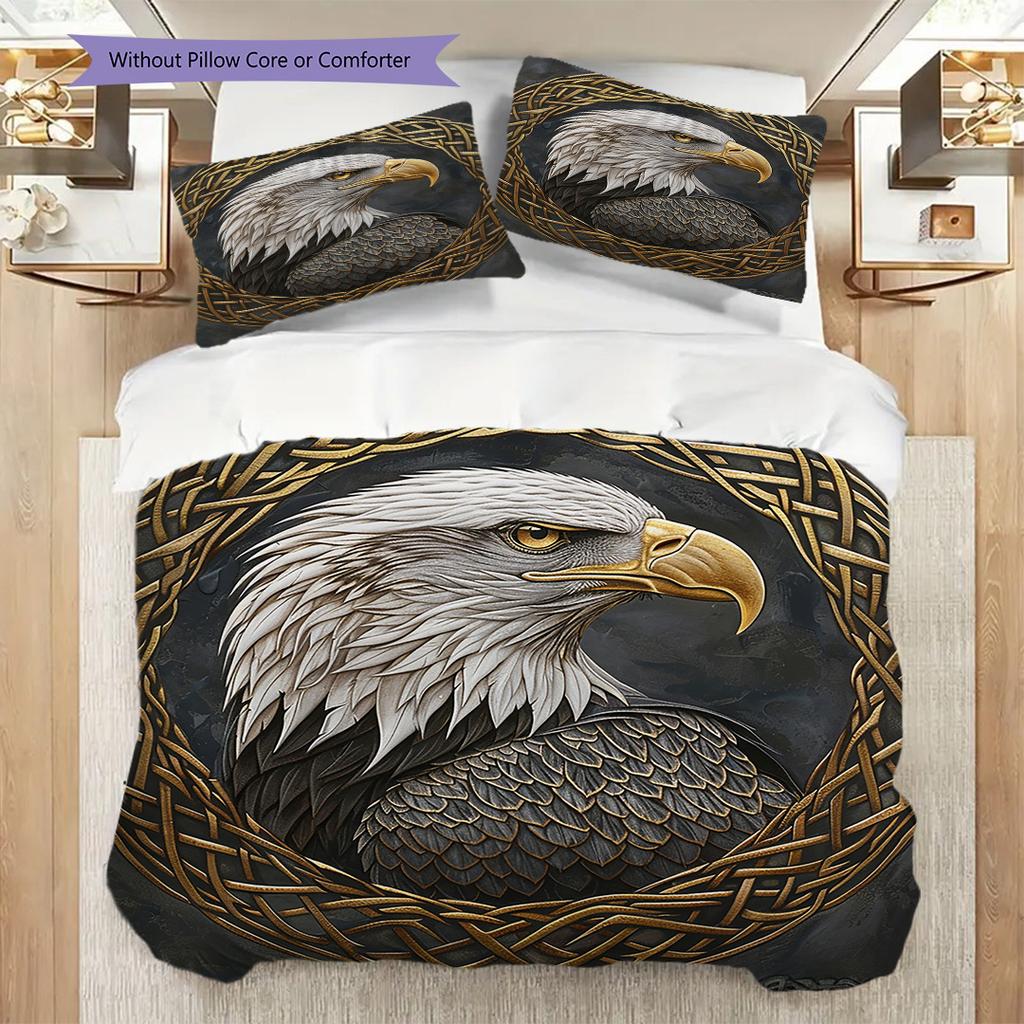 Eagle Pattern Bedding Quilt Set Quilt Cover Pillowcase Home Decoration Birthday Gift (1 * duvet cover + 2 * pillowcase, without core)