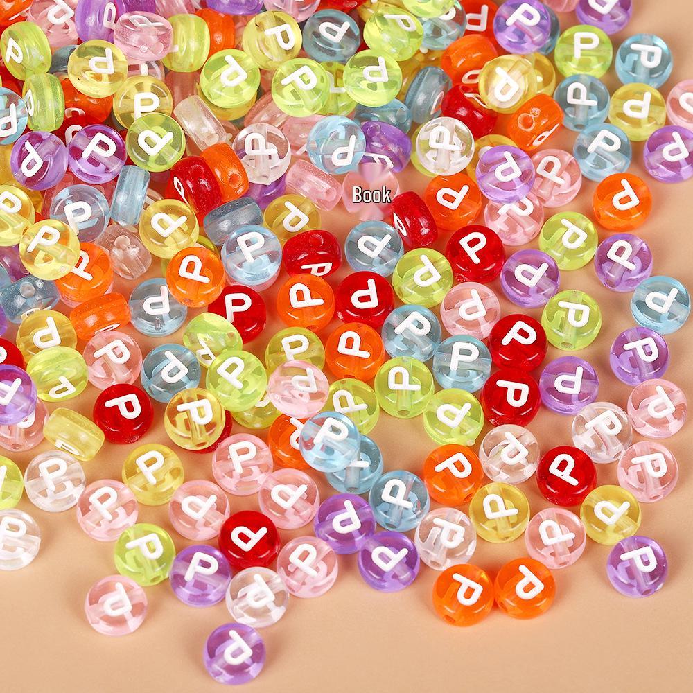 Acrylic Drip Oil Single Letter Flat Beads — Transparent DIY Bracelet Jewelry Accessories for Kids