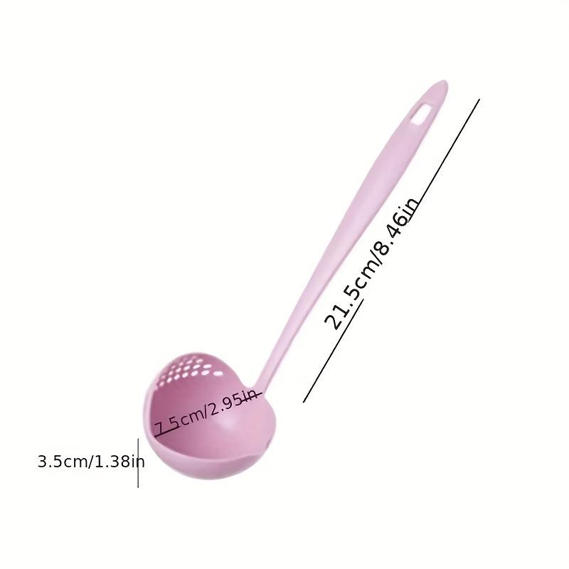

1pc High-Quality 2-in-1 Soup & Strainer Spoon , Wheat Straw Plastic, Perfect for Hot Pot & Soups, Food-Safe Kitchen Utensil рожевий