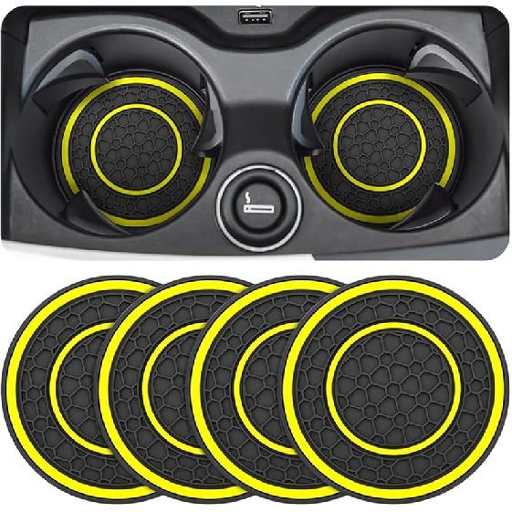 2 Pack Car Coasters For Cup Holder, 2.75 Inch No-Slip Anti Dust Ert Coaster, Universal Auto Waterproof Coasters Silicon Ulation Cup Mats For Woman 2PCS чёрный