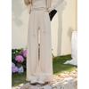 Women's Oatmeal High-Waist Wide-Leg Casual Pants