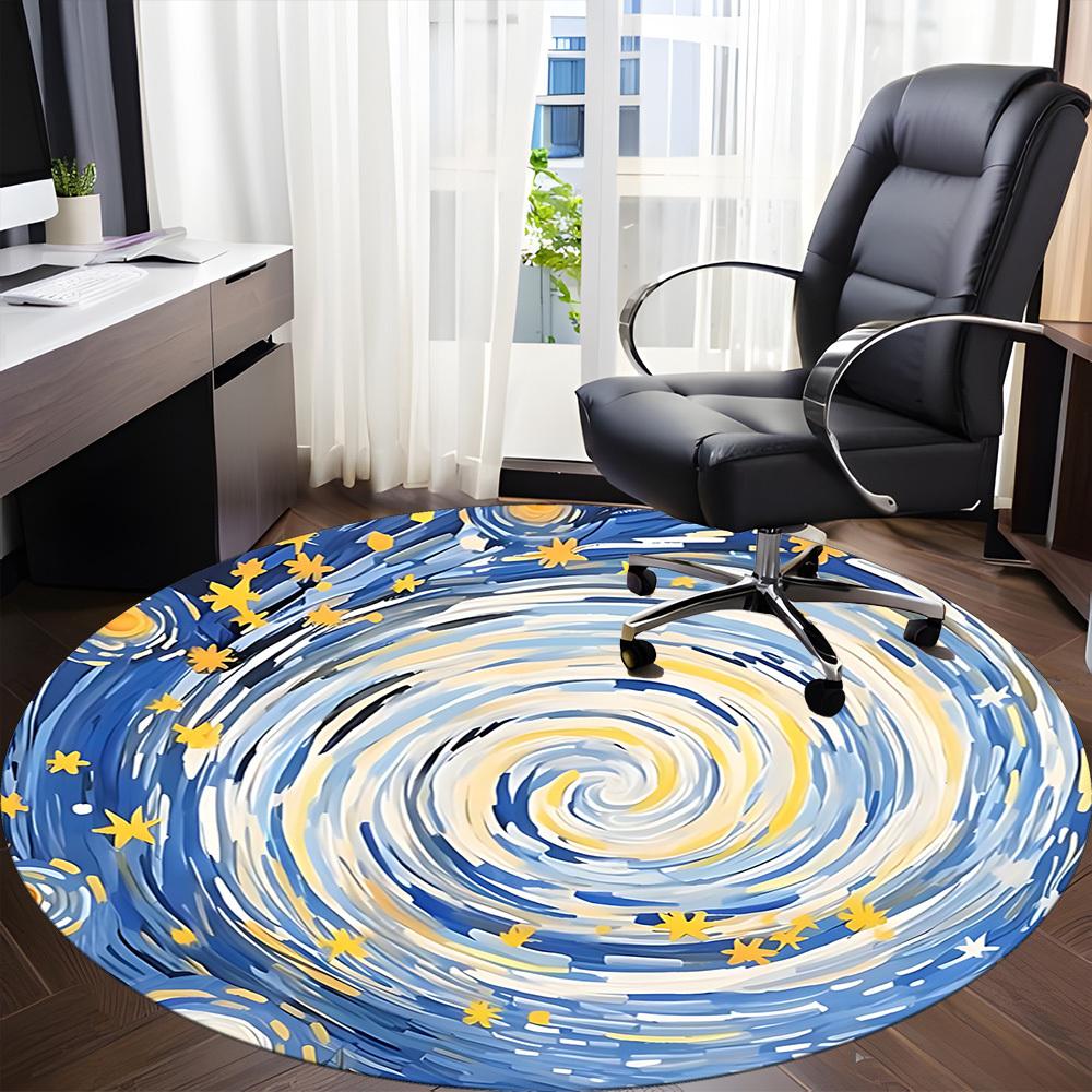 1pc Starry Sky Chair Carpet for Office, Round Non-Slip Durable Large Size Office Carpet, Suitable for Office, Beautiful Decoration