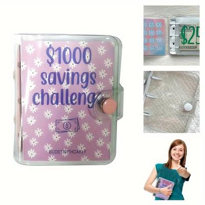 1Pc Mini Binder Saving Challenge 150/300/500/1000 Dollars Saving Budget Cash Envelope Wallet Budget Binder Notebook Planner