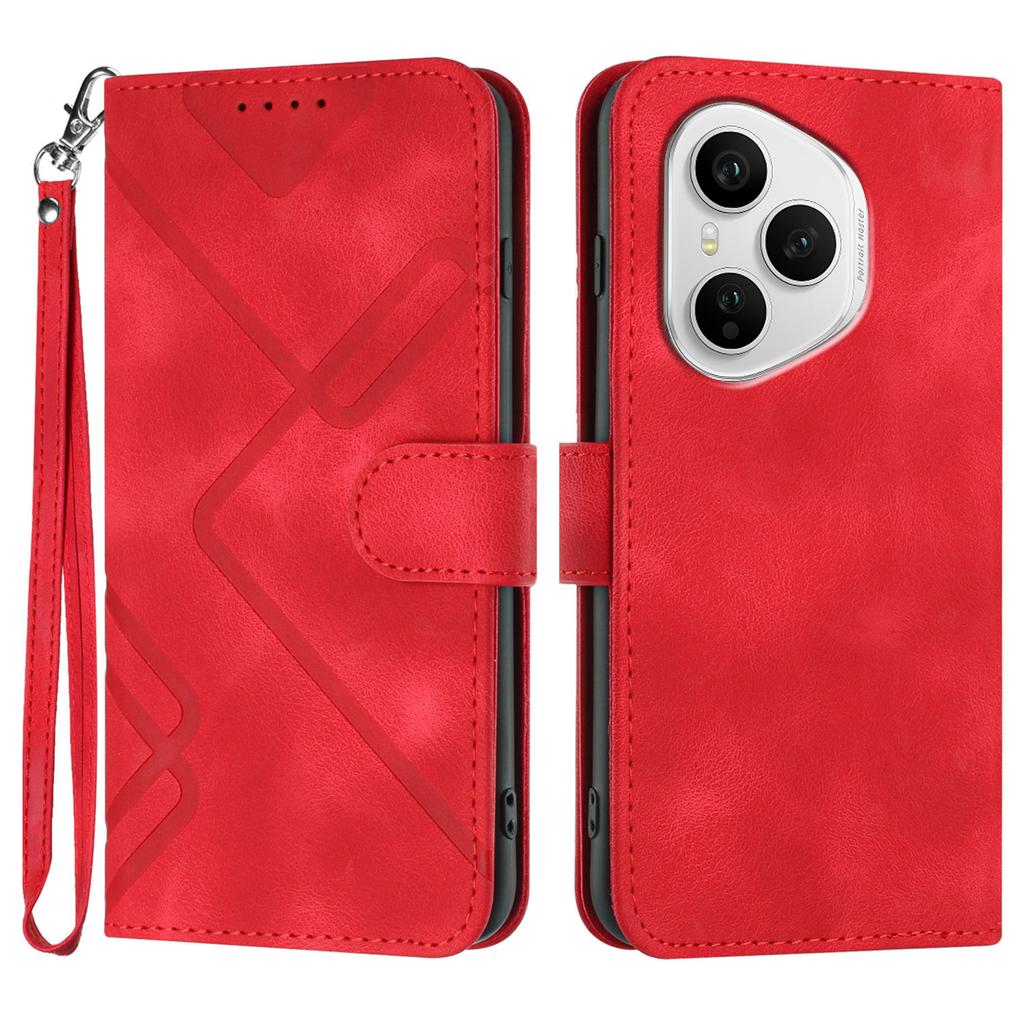 Per Honor 400 Pro 5G (Globale) Custodia Portafoglio in Pelle PU Impressa a Linee con Cinturino