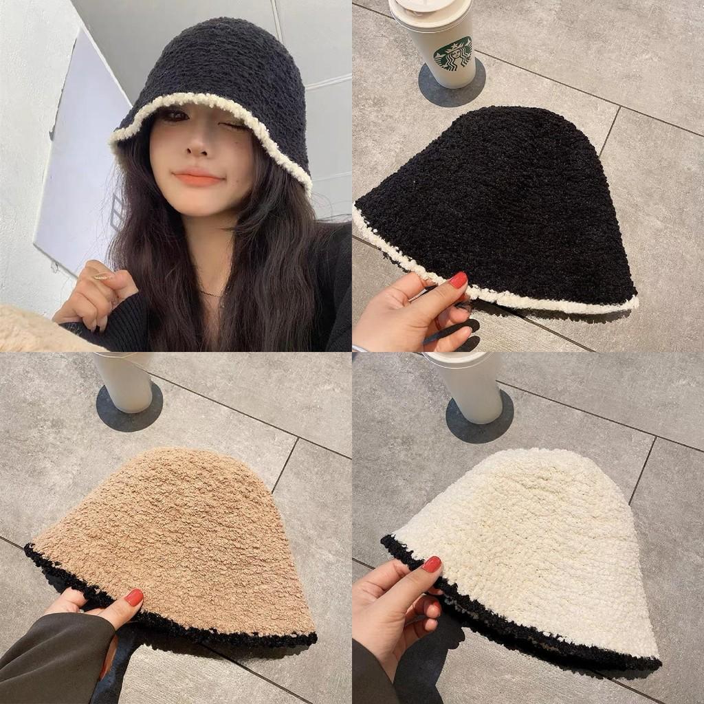 Winter Plush Fishermans Hat With Color Blocking Design Suitable For Cold Seasons