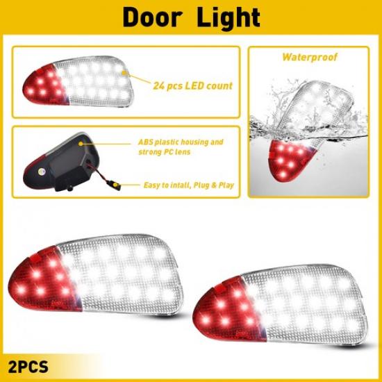 LED Interior Panel Door Courtesy Light White Red For 1997-1999 Ford F-150 F-250