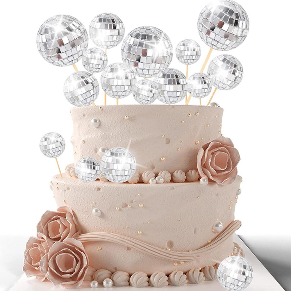 Cake Decoration Ball  Cupcake Toppers Cake Decoration Mini Mirror Disco Ball Light Reflective Glass Ball Wedding Birthday Party