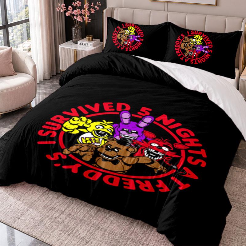 Five Nights at Freddys 3Pcs Bedding Set Duvet Cover With Two Pillowcases For Bedroom Home Decoration