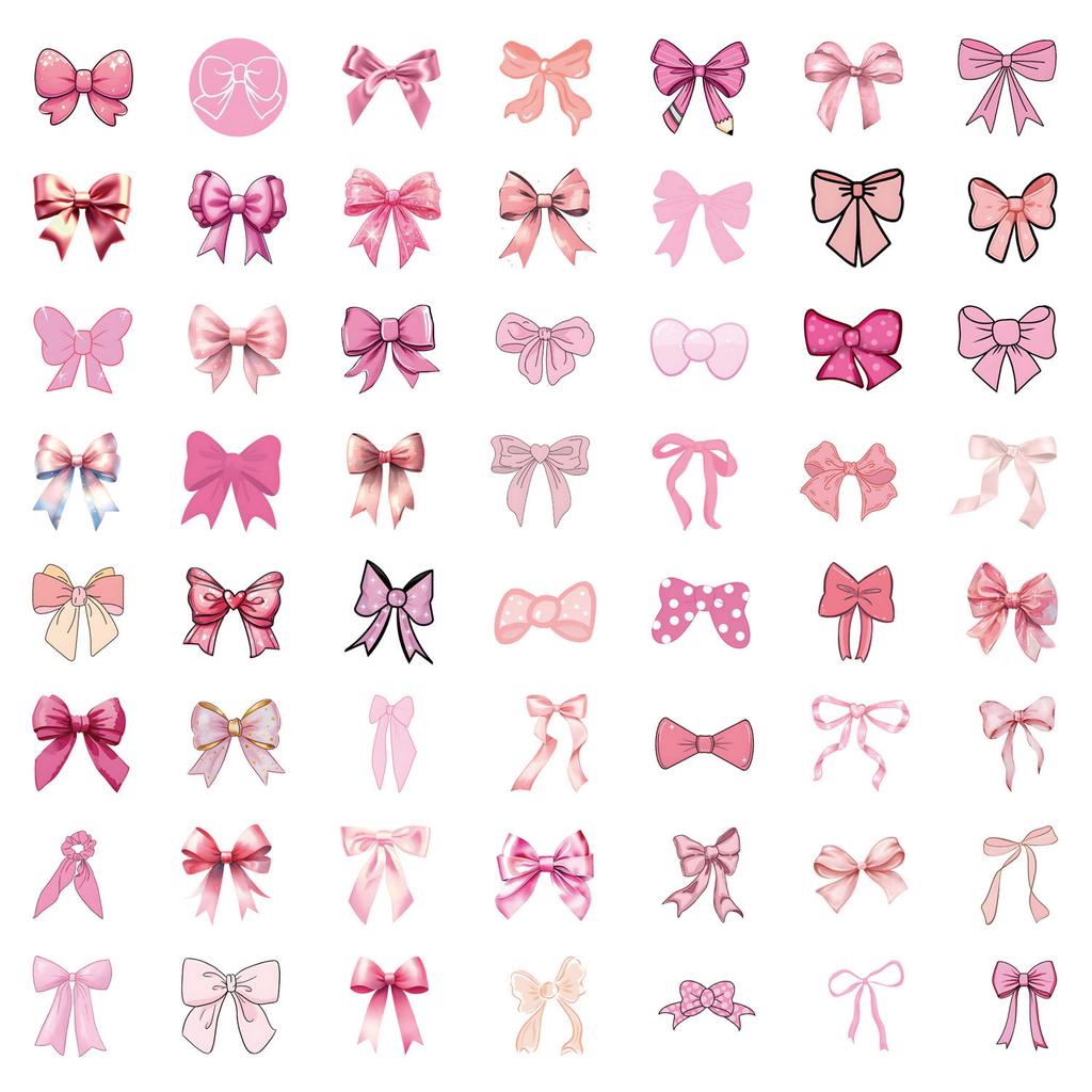 10/50Pcs  Cute Pink Coquette Bows Stickers Pink Bows Waterproof DIY Stickers Pack for Watercup Laptop Scrapbook Notebook Diary Stickers