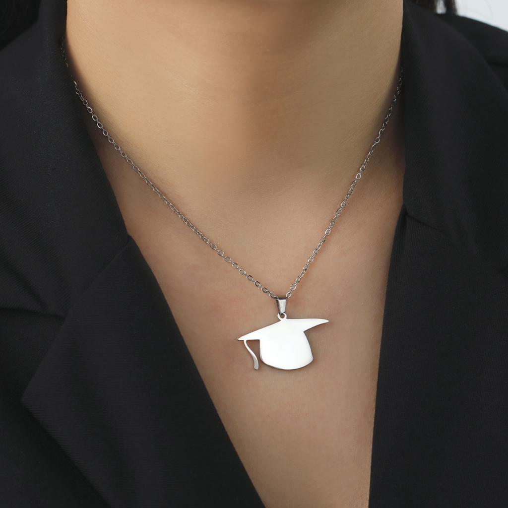 Cazador University Graduation Bachelor Cap Necklaces for Women Men Stainless Steel Anniversary Gift Necklace Jewelry 2026 New
