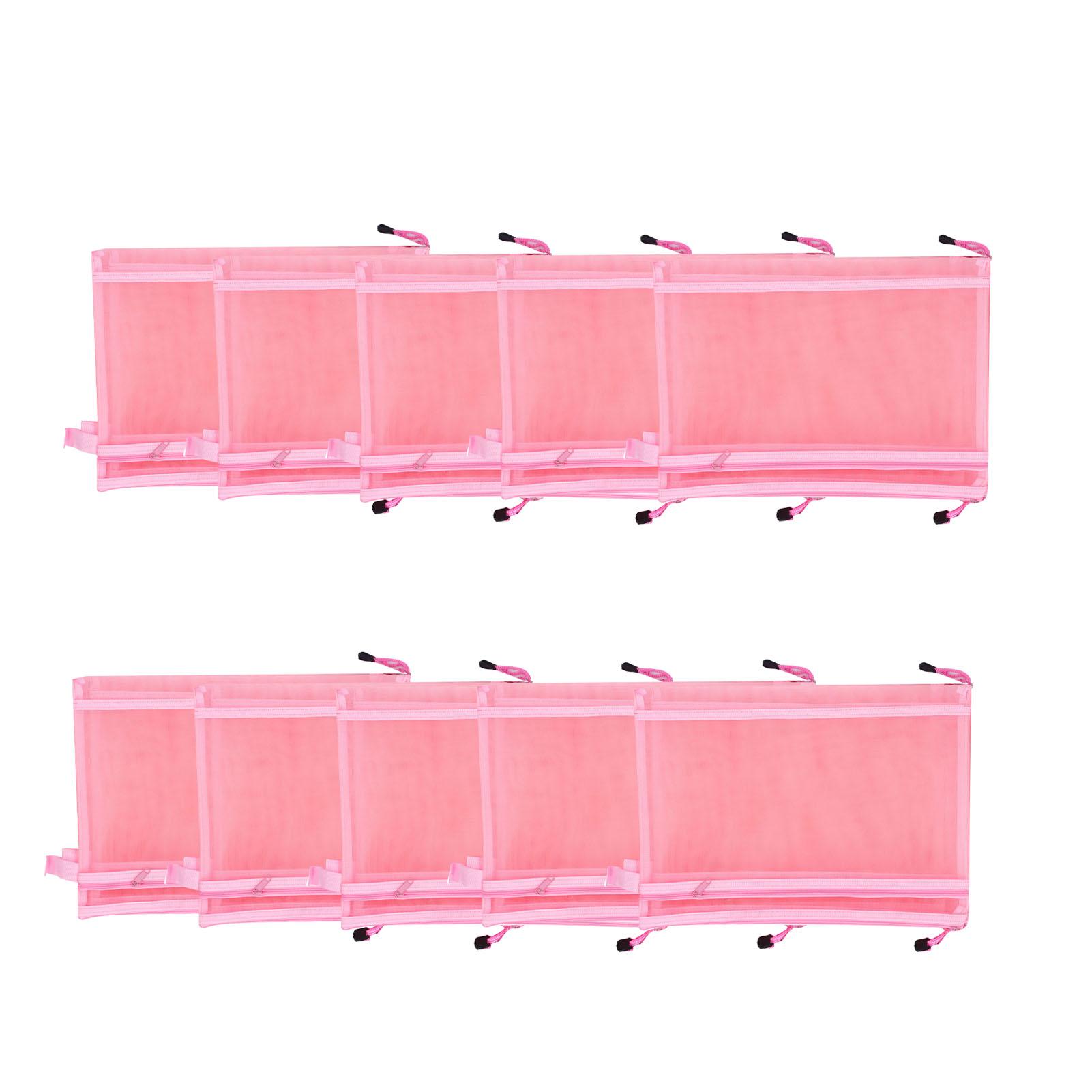 

10 шт. двухслойные сетчатые сумки-мешки нейлоновая сетчатая сумка для документов с ручкой для офиса школы H Pink