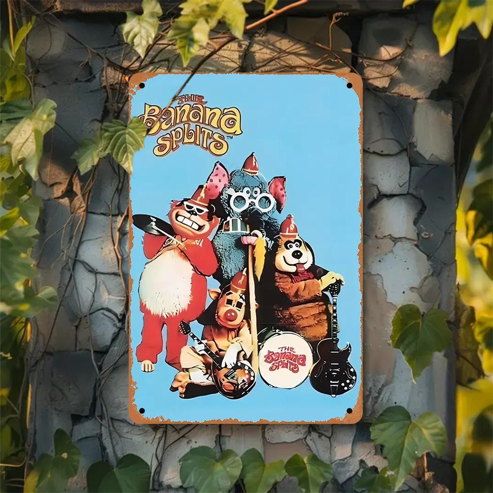 Vintage Banana Splits Cartoon Metall Wandkunst Retro Eisen Schild für Café Bauernhaus Garage Terrasse Weihnachtsgeschenk für Freunde