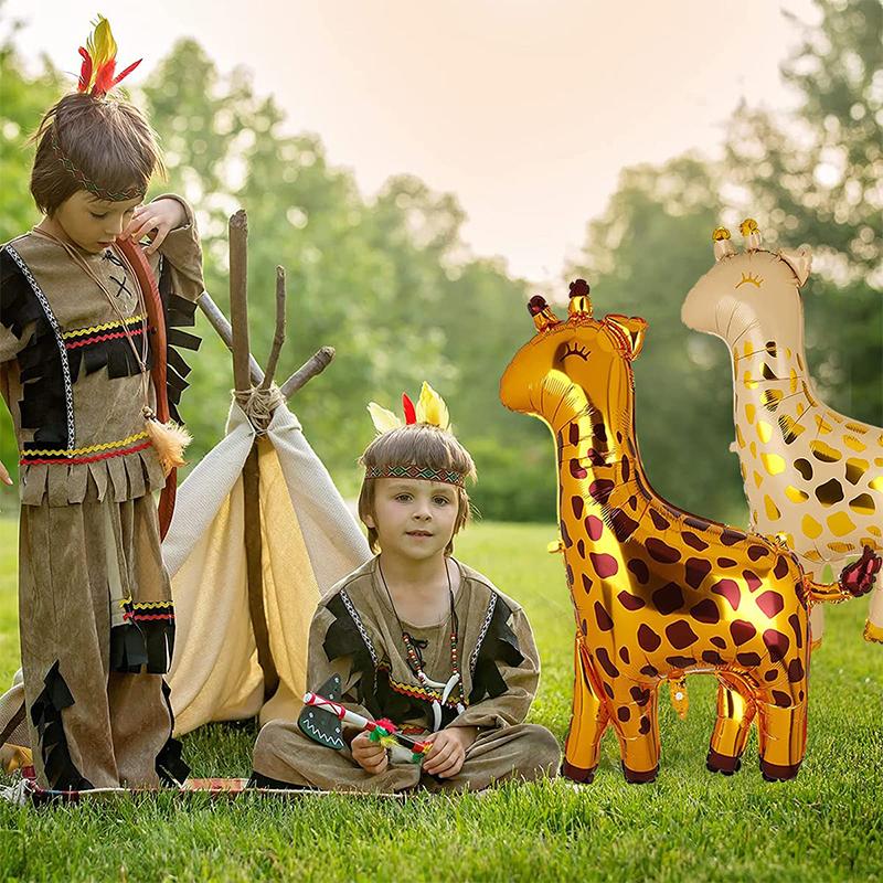 Tiere Folienballon Set – 6 Stück Dschungel-Motive (Leopard, Elefant, Affe, Giraffe, Löwe, Zebra)