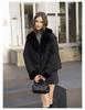 Short Imitation Mink Fur Lapel Cotton-padded Jacket with Detachable Sleeves