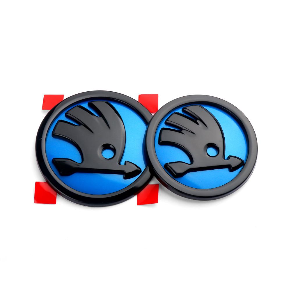 2025 Hot 2pcs 80/90/100mm Car Front Hood Badge Rear Trunk Emblem Sticker for Skoda Rapid Fabia 1 2 Octavia 2 A7 Yeti Superb 3 A5