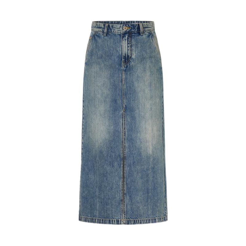 Edition Women s Retro Slit Denim Midi Skirt XS
