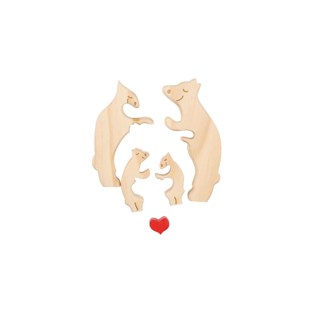 Personalised Bear Family Theme Art Puzzle Wooden Family Name Puzzle DIY Name Art Heart Puzzle  Gift