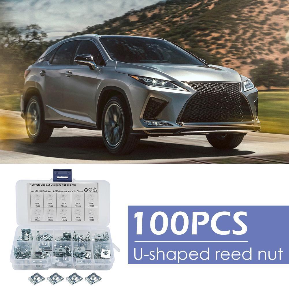 100pcs No.4 U Nuts Auto Door Installa Remove Convenient Simple Car Interior Trim Panel Fastener Clip U Type Nuts