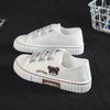 Skor för kvinnor Broderi Björn Canvas Skor Kvinnlig Student Trend Sport Casual Plattform Vulkaniserade Skor Platta Skor