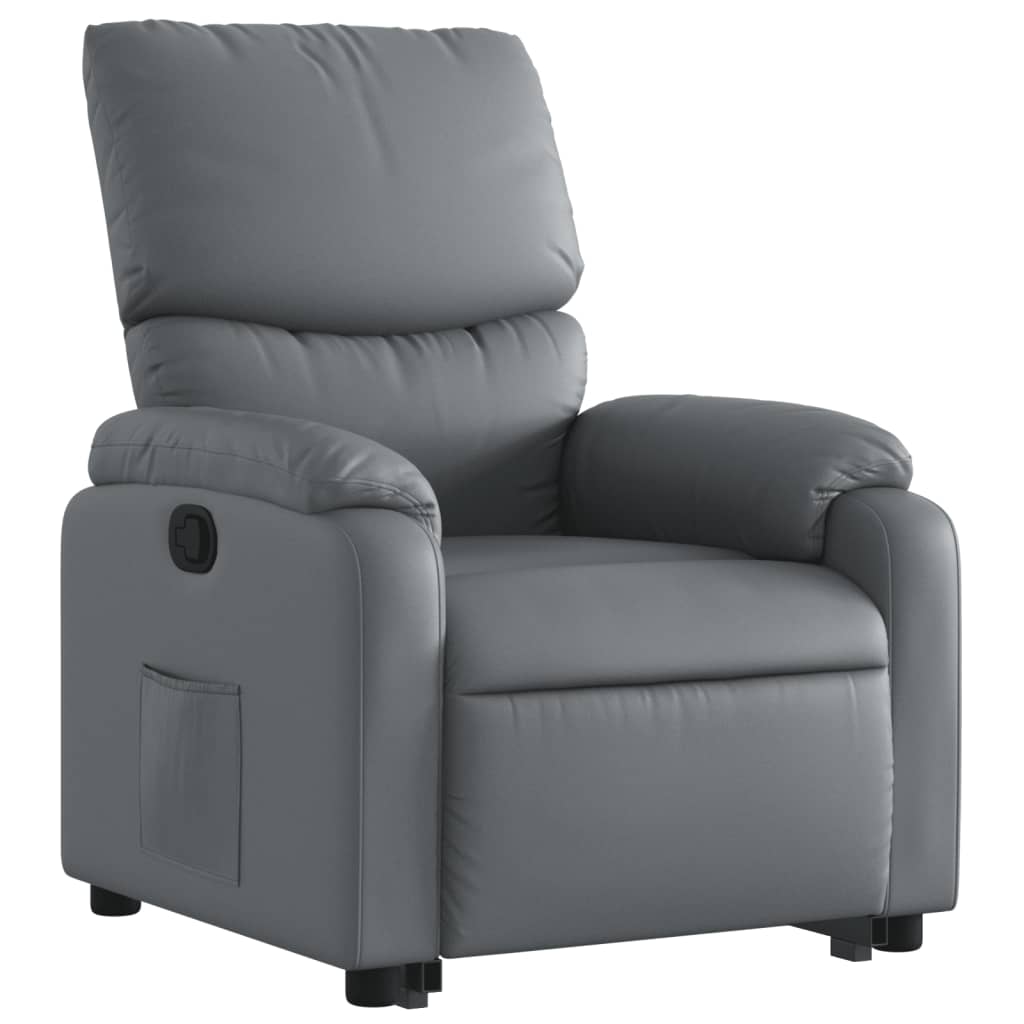 Vidaxl Lift and Recline Armchair, Grey, Upholstered In Faux Leather
