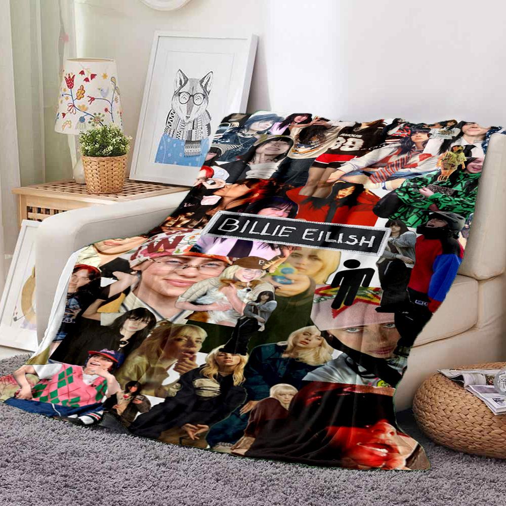 Billie Eilish Collage Flannel Blanket Throw Blanket Soft Warm Sofa Bed Camping home Decor Unique Christmas Gift C9261339