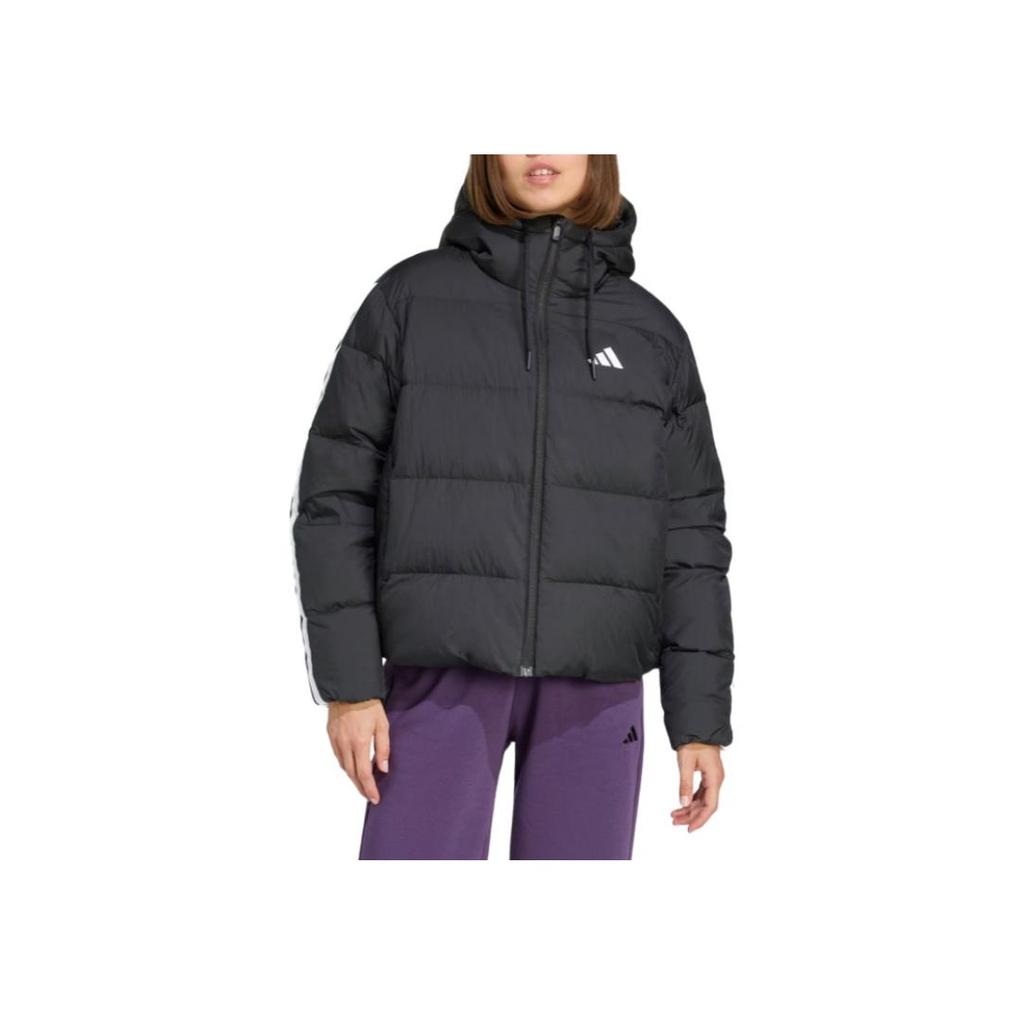 Adidas Loose Fit Hooded Long Sleeve Down Jacket Women Outerwear Black JW3429