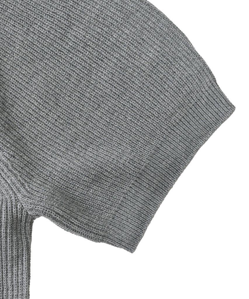 ANALOG MOOD Hacci Button-Up Collar Short Sleeve Knit (Gray)