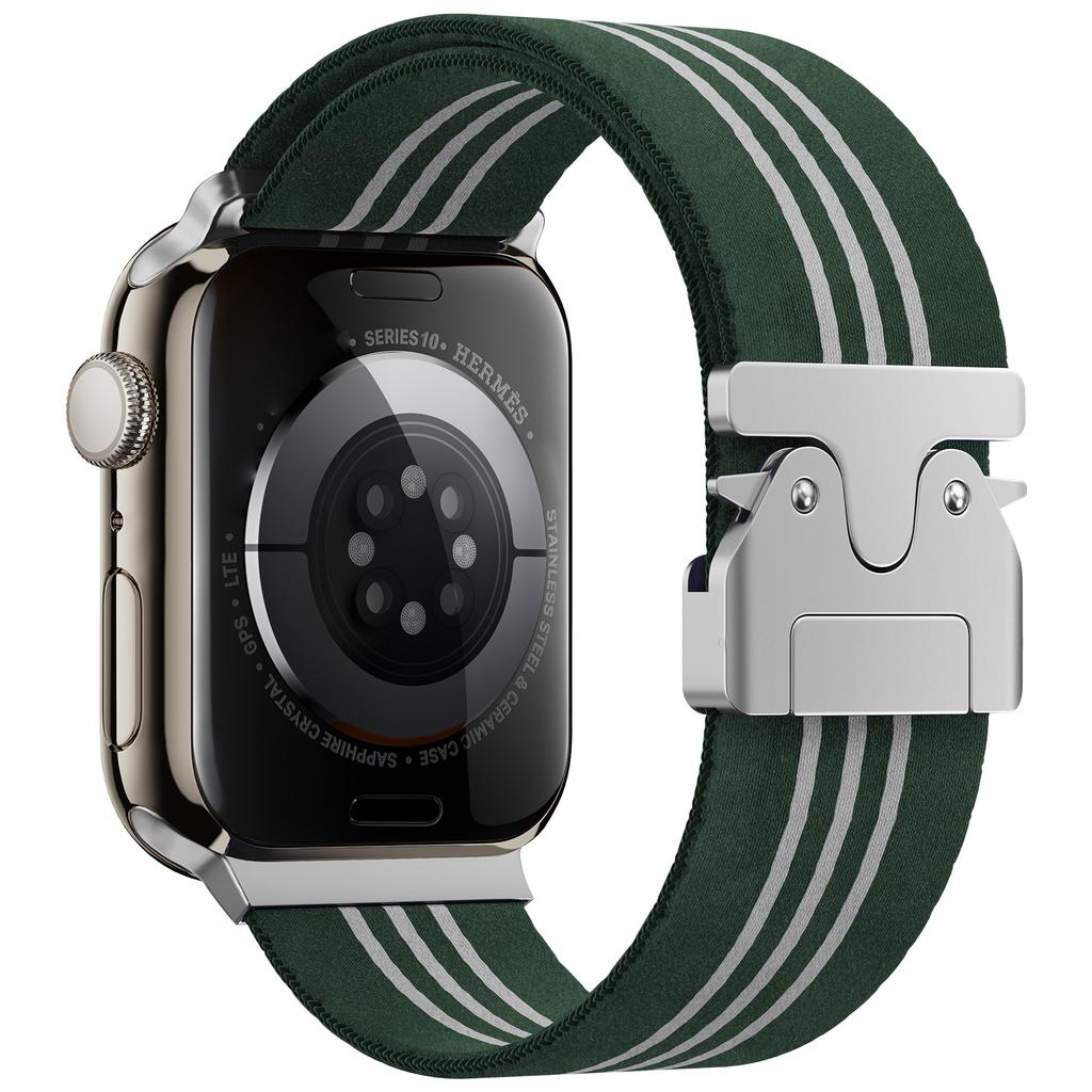 Watch Band for Apple Watch Series 10 9 8 7 SE 6 5 4 3 2 1 42mm 41mm 40mm 38mm 3-Stripe Parachute Buckle Nylon Strap