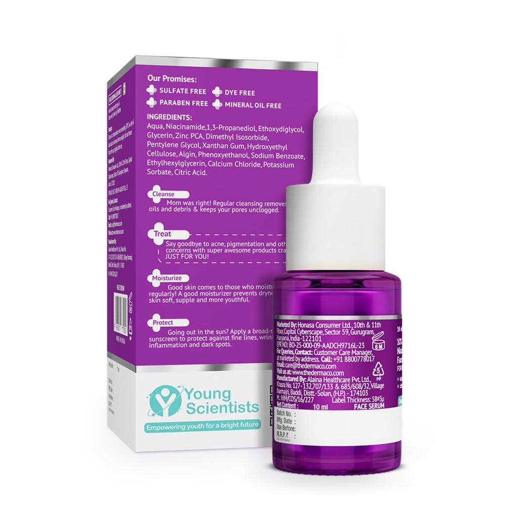 Derma Co 10% Niacinamid Serum mit 2% Zink gegen Aknenarben, fettige Haut und Pigmentflecken, 10 ml