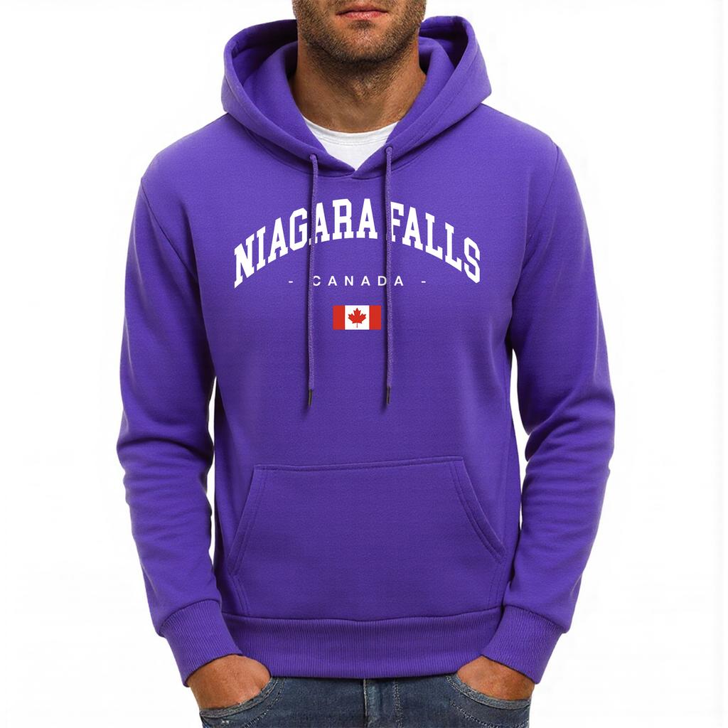 Niagara Falls Canada Printing Mens Hoodies Autumn Pocket Hoody Fleece All-Match Hoodie Loose Comfortable Male Sportswear
