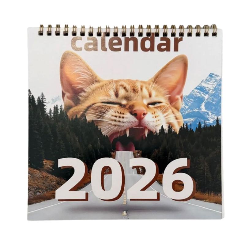 2026 Kitten Themed Wall Mounted Calendar Planner 12 Month from Jan To Dec with Date Highlight For Daily Weekly Planning