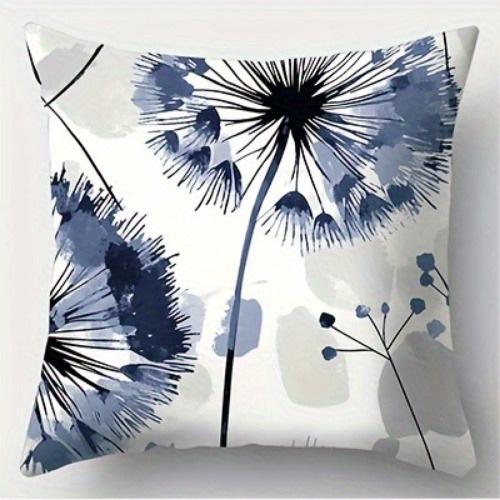 Blaues Löwenzahnmuster Kissenbezug, Sofa Schlafzimmer Kissenbezug, einseitiger Druck, ohne Kissenkern