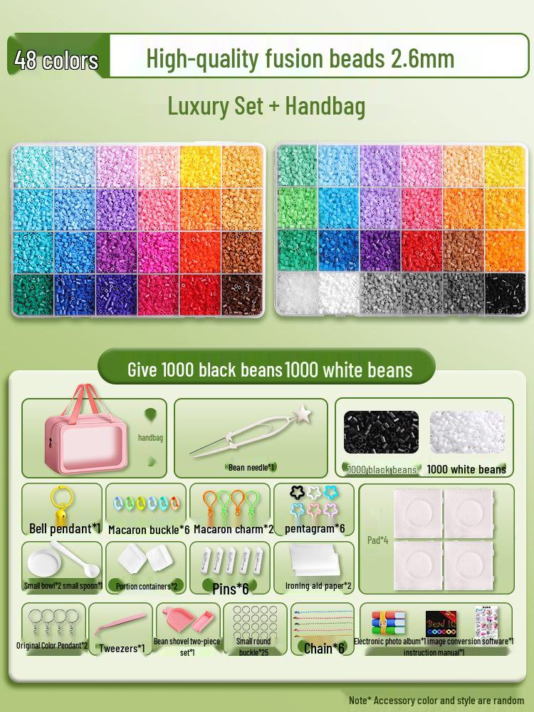 Pyssla 2.6mm Fuse Beads DIY Kit: Complete Set with Tools and Storage Bag