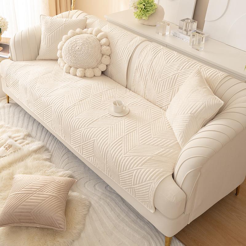 Sofa Cushion for All Seasons, Non-slip, Thickened Plush Cushion for Winter, Simple Modern Sofa Cover with Cloth Towel