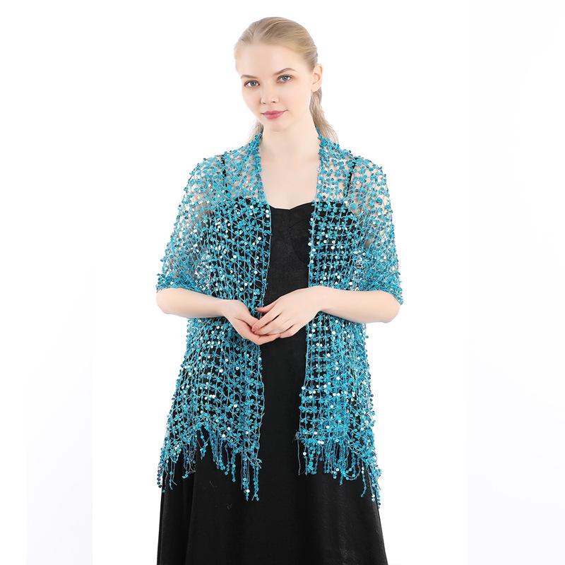 Sequin Tassel Shawl Dress: European & American Style Evening Party Cheongsam with Embroidered Shawl Scarf for Women